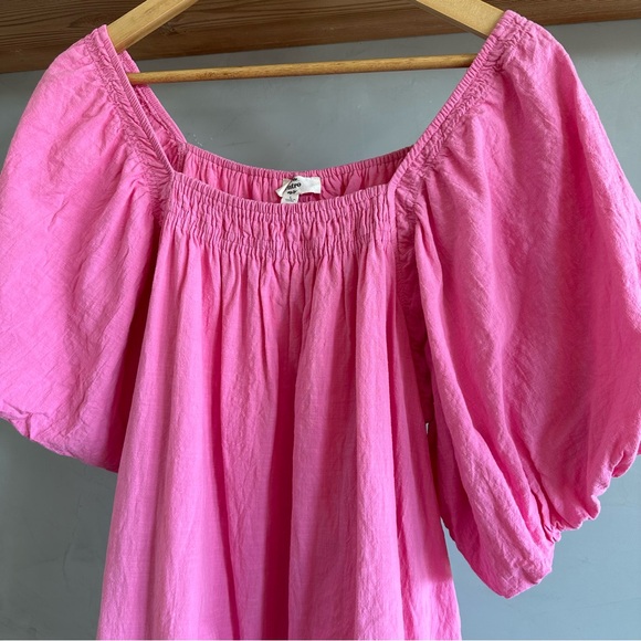 Square Neck Bubble Hem Pink Dress / Size Large - Picture 3 of 7